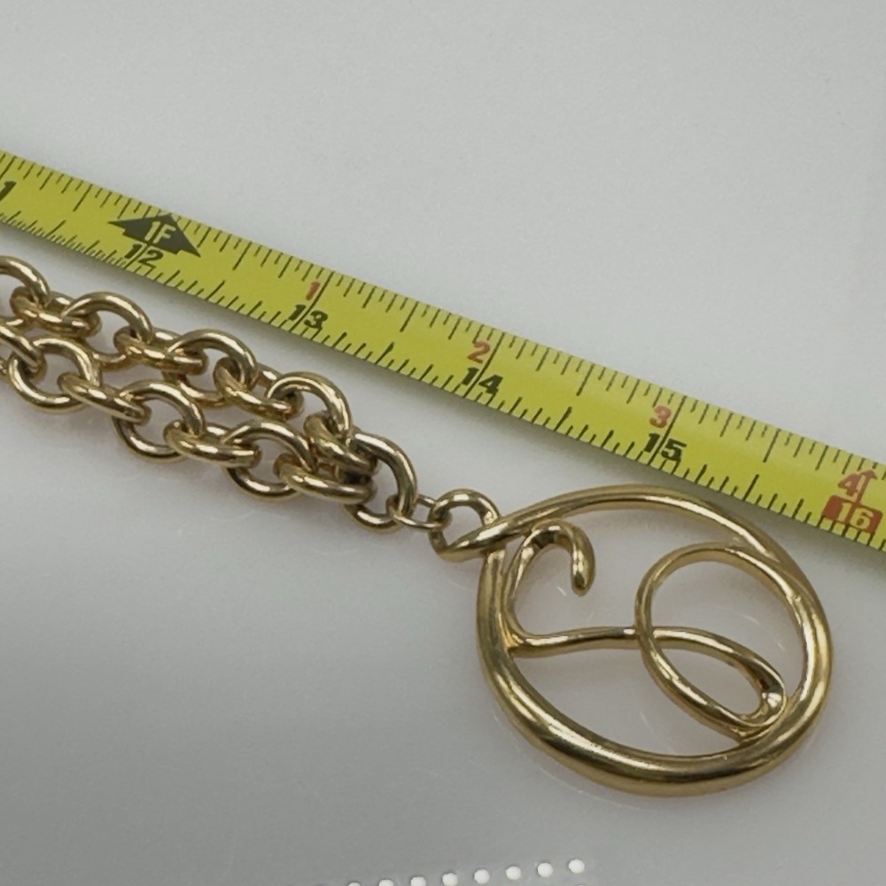 Vintage Givenchy Necklace Long Gold Tone Chain "G" Pendant Runway Modernist 70s - Picture 14 of 16